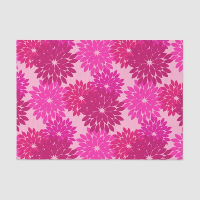 Modern Floral Kimono Print, Pink, Fuchsia and Wine Tissue Paper (Front)