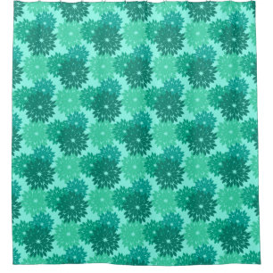 Modern Floral Kimono Print, Turquoise, Teal & Aqua Shower Curtain