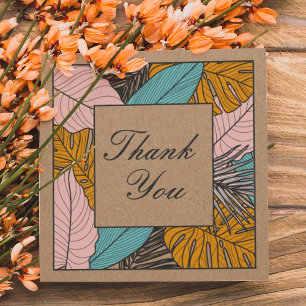 Modern Floral Kraft Thank You Holiday Card