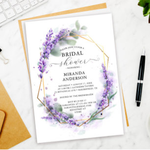 Modern Floral Lavender Geometric Bridal Shower Invitation