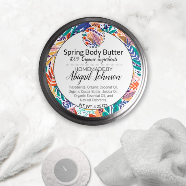 Modern Floral + Leaves Scrub / Body Butter Label (Creator Uploaded)