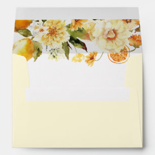Modern floral lemons elegant wedding envelope