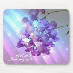 modern floral lilac purple orchid wedding mouse pad