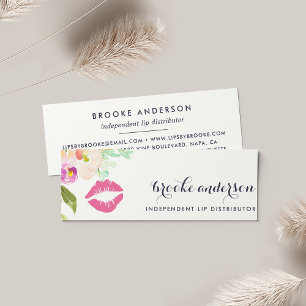 Modern Floral Lip Product Distributor Mini Business Card