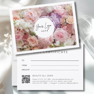 Modern Floral Logo QR Code Gift Certificate