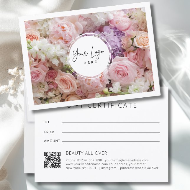 Modern Floral Logo QR Code Gift Certificate (Modern Floral Logo QR Code Gift Certificate)