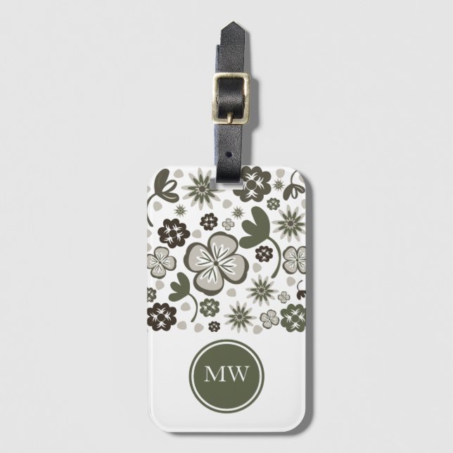 Modern Floral Luggage Tag (Front Vertical)