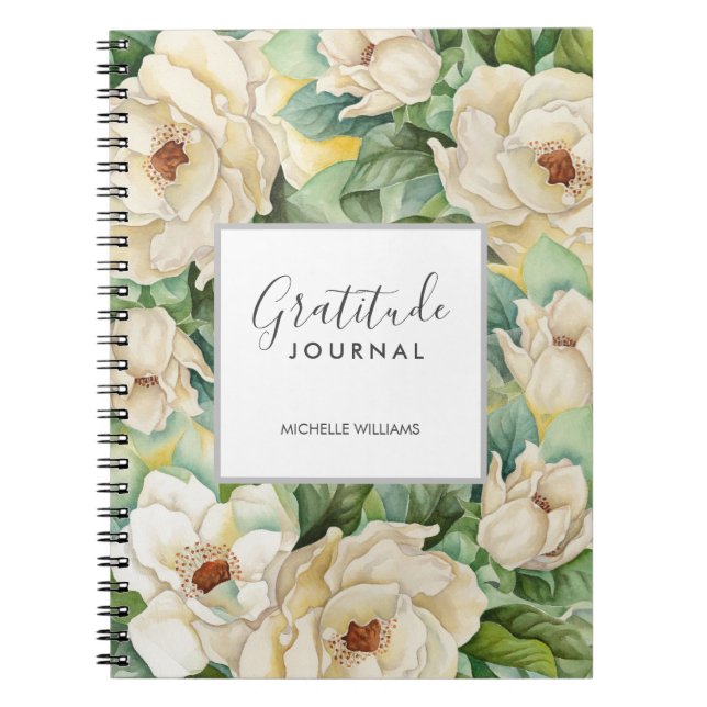 Modern Floral Magnolia Gratitude Journal Name (Front)