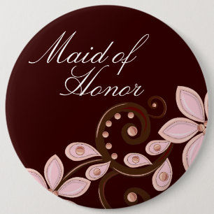 Modern Floral Maid of Honour Button