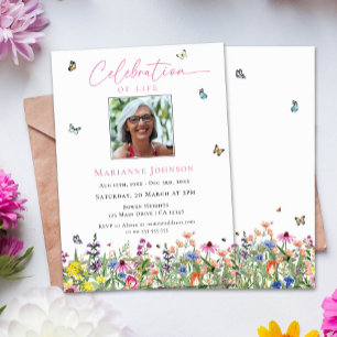 Modern Floral Memorial Celebration of Life Invitation