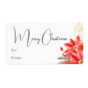 Modern Floral Merry Christmas Rectangular Gift