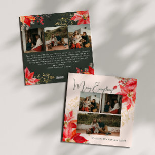 Modern Floral Merry Everything Six Photo Christmas Holiday Card