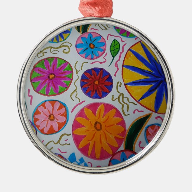 Modern Floral  Metal Ornament (Front)