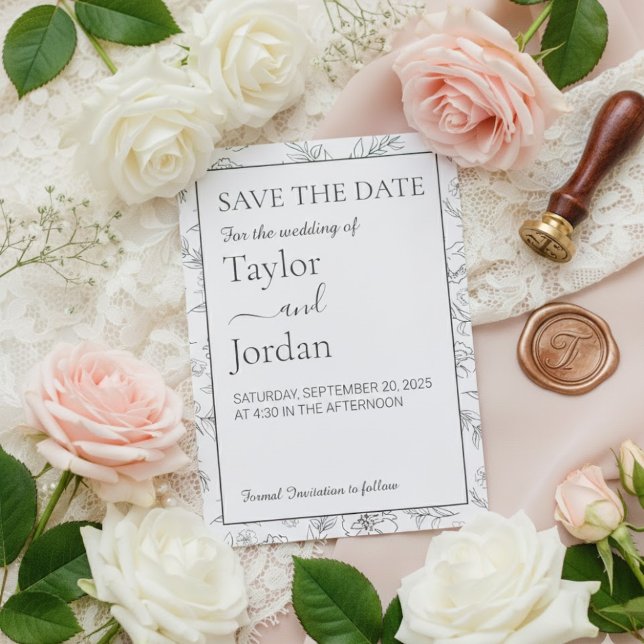 Modern Floral | Minimalist Botanical Wedding  Save The Date (Creator Uploaded)
