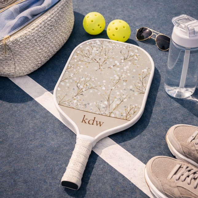 Modern Floral Monogram Pickleball Paddle (Creator Uploaded)