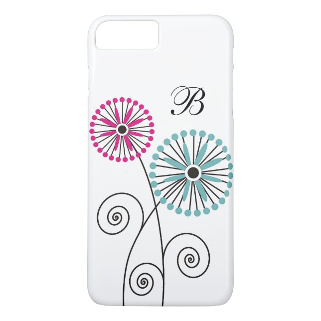 Modern Floral   Monogrammed Case-Mate iPhone Case (Back)