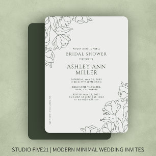Modern Floral Moss Green Wedding Bridal Shower Invitation