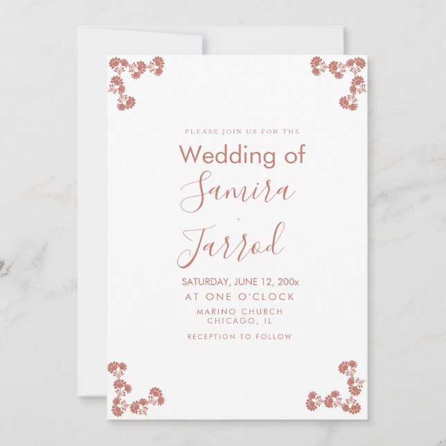 Modern Floral Motif Nuetral Wedding Postcard (Front)