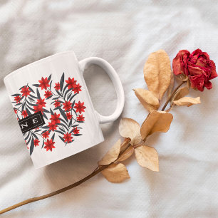 Modern floral mug with name