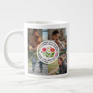 Modern Floral Multi-Photo Custom Mother's Day Large Coffee Mug