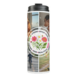 Modern Floral Multi-Photo Custom Mother's Day  Thermal Tumbler