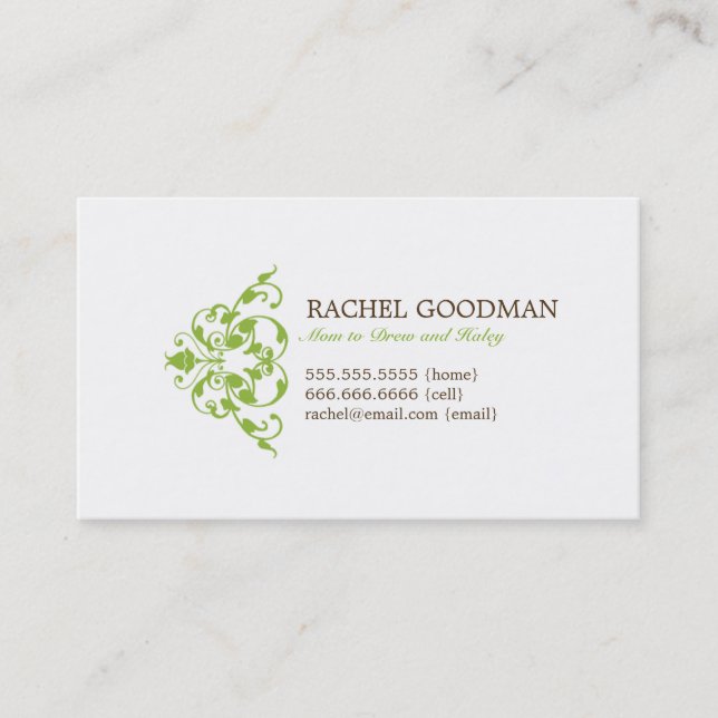 Modern Floral Mummy Card / Personal Calling Card (Front)