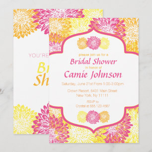 Modern Floral, Mums Bridal Shower Invitations