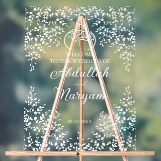 Modern Floral Muslim Islamic Wedding Welcome Acrylic Sign