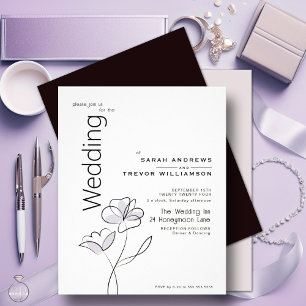Modern Floral Muted Dusty Plum  Wedding Invitation Flyer
