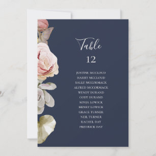 Modern Floral   Navy Table Number Seating Chart