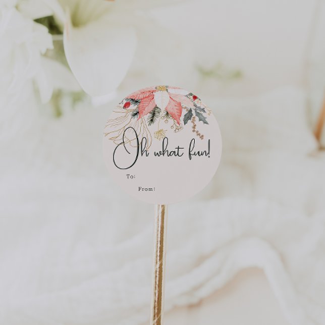 Modern Floral Oh What Fun To From Classic Round Classic Round Sticker (Creator Uploaded)