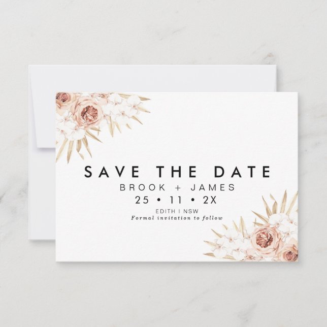 Modern Floral Orchards Wedding Save The Date Card (Front)