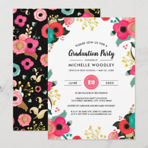 Modern Floral Painting Custom Graduation Party  Invitation