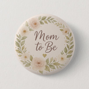 Modern Floral Pastel Mum to Be Button