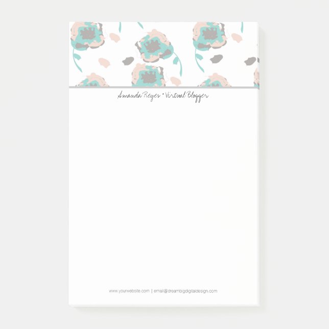 Modern Floral Pastel Roses Post-it Notes (Front)