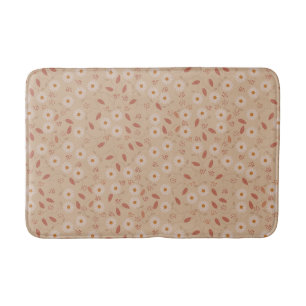 Modern Floral Pattern, Boho Floral Pattern Bath Mat