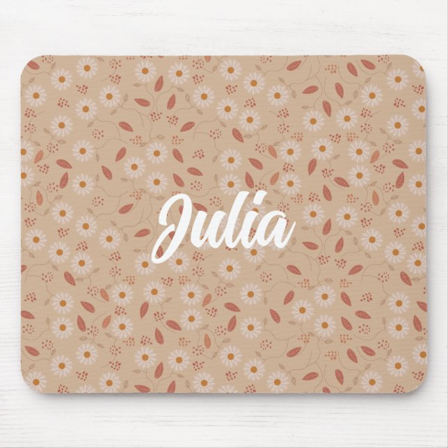Modern Floral Pattern, Boho Floral Pattern Mouse Pad (Front)