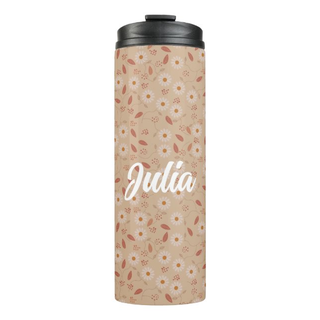 Modern Floral Pattern, Boho Floral Pattern Thermal Tumbler (Front)