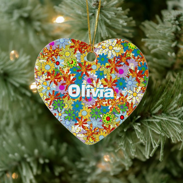 Modern Floral Pattern Bright Colours Ceramic Ornament (Tree)
