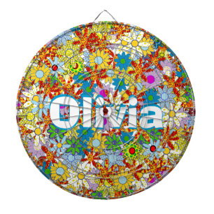 Modern Floral Pattern Bright Colours Dartboard