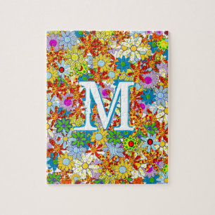 Modern Floral Pattern Bright Colours Jigsaw Puzzle