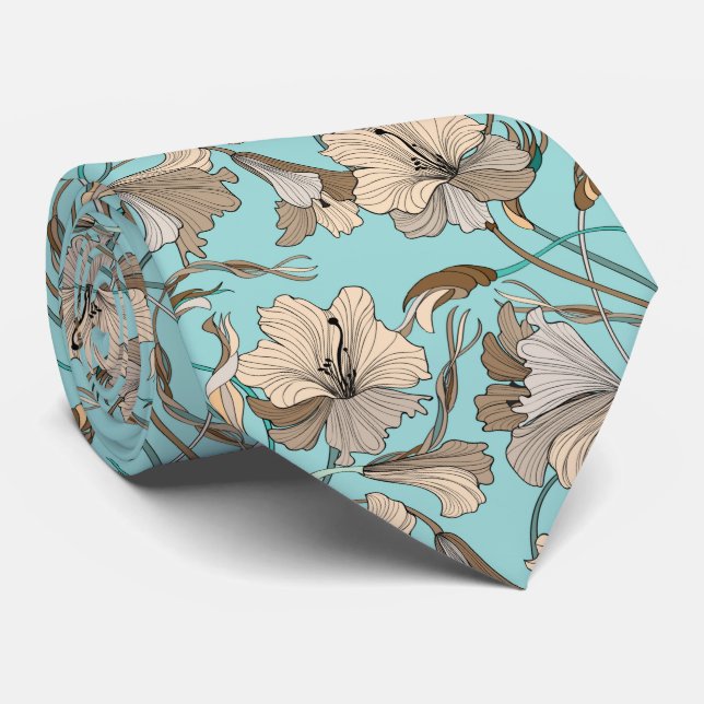 Modern Floral Pattern Business Tie (Rolled)