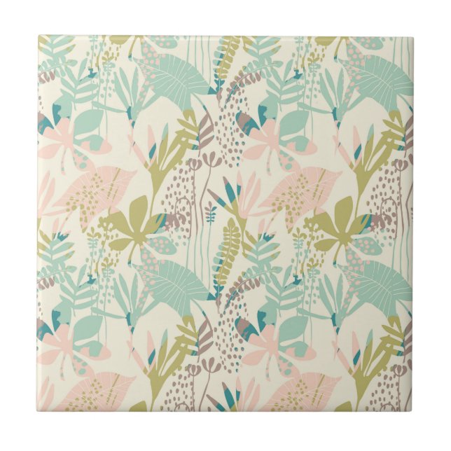 Modern Floral Pattern Ceramic Tile (Front)