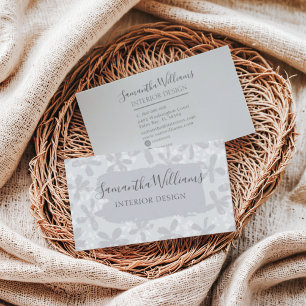Modern Floral Pattern Chic Grey Business Card