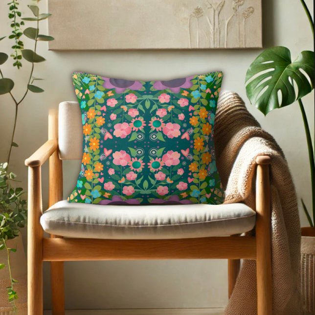 Modern Floral Pattern Colourful Pretty Inspirivity Cushion (Creator Uploaded)