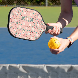 Modern Floral Pattern Cute Pickleball Paddle