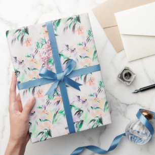 Modern Floral Pattern Flowers Sketch Wrapping Paper