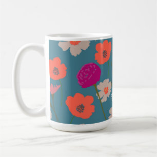 Modern Floral Pattern Gift For Her+Custom Initials Coffee Mug