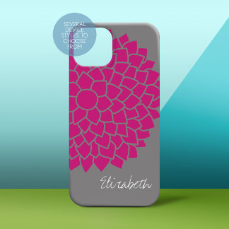 Modern Floral pattern - grey and pink Case-Mate iPhone 14 Case