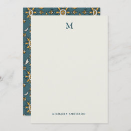 Modern Floral Pattern Monogram & Name Card